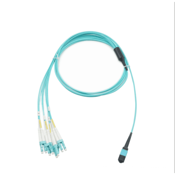 Data Transmission Networks Optical OM3 8 Cores MPO to LC duplex Fiber Patch Cord 1 Meter